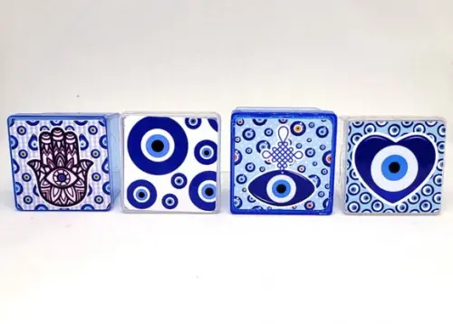 30 Apliques Adesivo para Caixa Acrílica 5x5 Olho Grego
