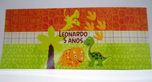 Rótulo Adesivo Cofre Dinossauro