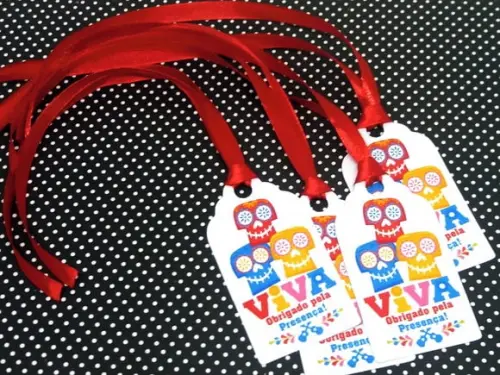 Tag de Agradecimento com Fita Cetim Viva a Vida É Uma Festa