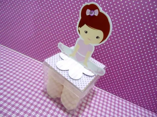 Aplique 3d para Caixa Acrílica 5x5 Bailarina Lilás