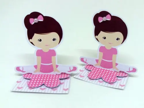 Aplique 3d para Caixa Acrílica 5x5 Bailarina Rosa