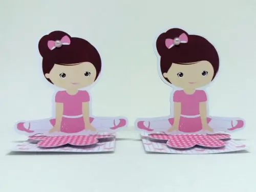 Aplique 3d para Caixa Acrílica 5x5 Bailarina Rosa