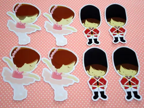 Kit 20 Apliques Bailarina e Soldadinho
