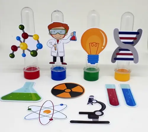 Kit 20 Apliques Cientista Menino