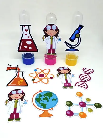 Kit 20 Apliques Cientista Menina