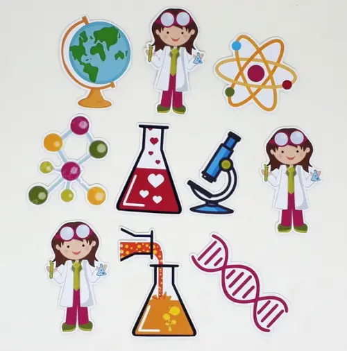 Kit 20 Apliques Cientista Menina