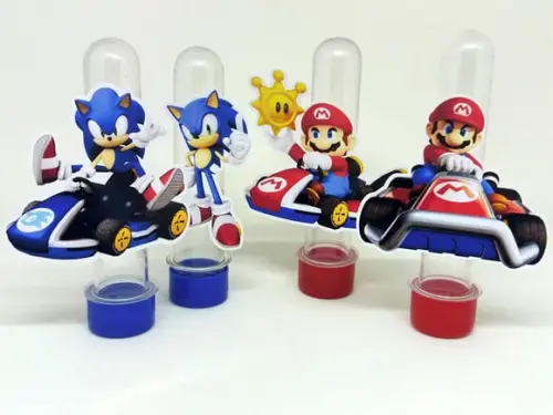 Kit 20 Apliques Mario Kart e Sonic Kart