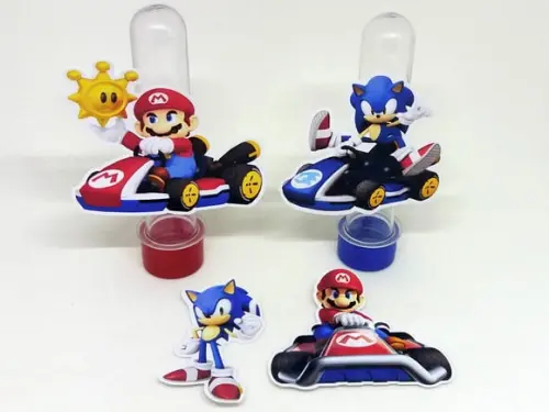 Kit 20 Apliques Mario Kart e Sonic Kart
