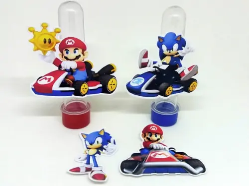 Kit 20 Apliques Mario Kart e Sonic Kart