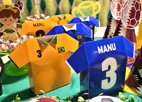 Caixa Camisa Seleção Futebol Amarela e Azul