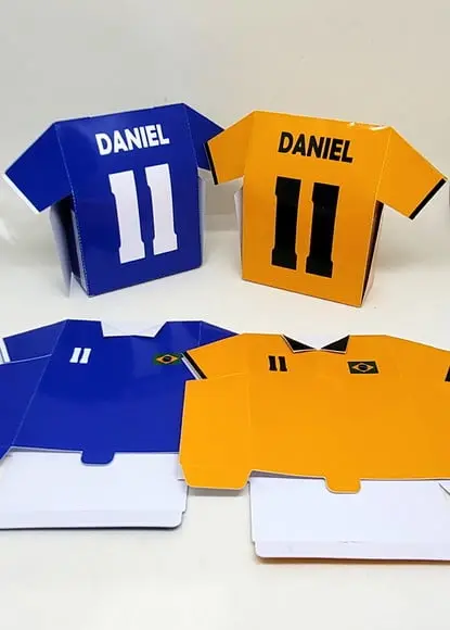 Caixa Camisa Seleção Futebol Amarela e Azul