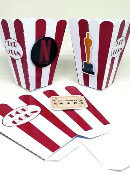 Caixa Pipoca Cinema com Aplique 3d