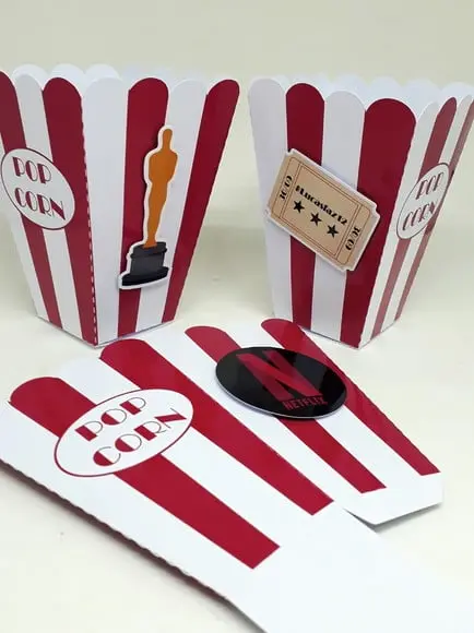 Caixa Pipoca Cinema com Aplique 3d