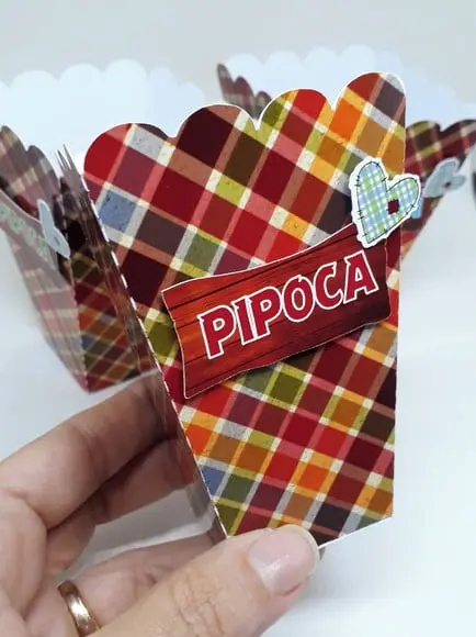 Caixa Pipoca Festa Junina com Aplique 3d