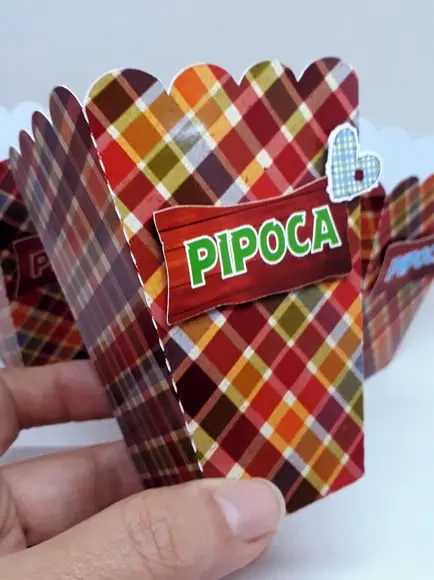 Caixa Pipoca Festa Junina com Aplique 3d