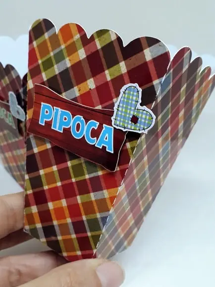 Caixa Pipoca Festa Junina com Aplique 3d
