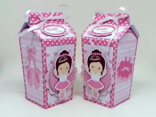 Kit 12 Caixas Milk Bailarina com Aplique 3d