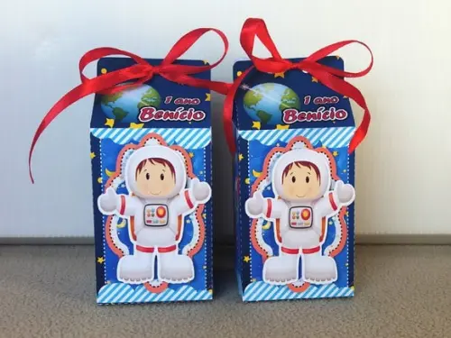Kit 12 Caixas Milk Astronauta com Aplique 3d