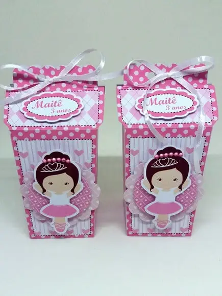 Kit 12 Caixas Milk Bailarina com Aplique 3d
