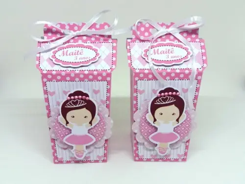 Kit 12 Caixas Milk Bailarina com Aplique 3d