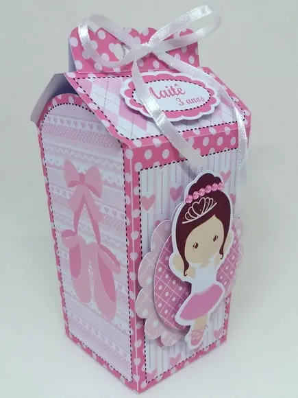 Kit 12 Caixas Milk Bailarina com Aplique 3d