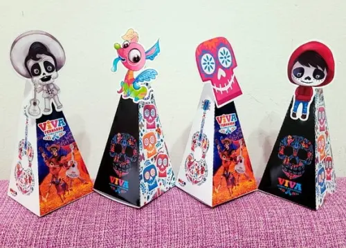 Kit 14 Caixa Pirâmide Viva a Vida É Uma Festa com Aplique 3d