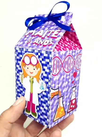 Kit 14 Caixas Milk Cientista com Aplique 3d