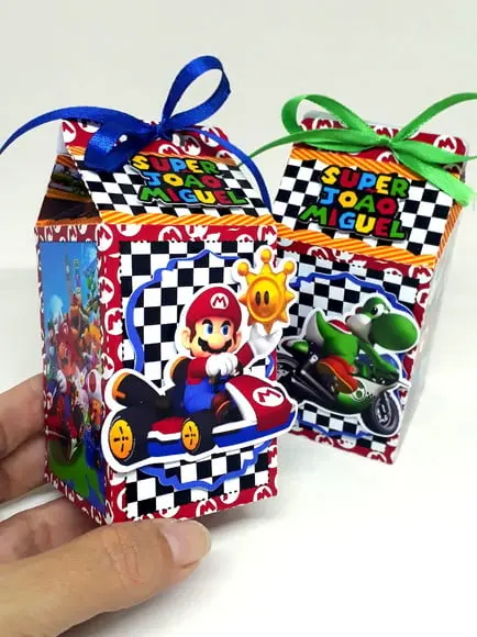 Kit 14 Caixas Milk Mario Kart com Aplique 3d