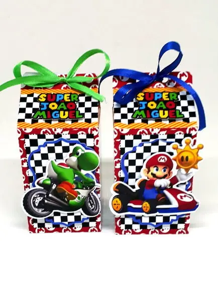 Kit 14 Caixas Milk Mario Kart com Aplique 3d