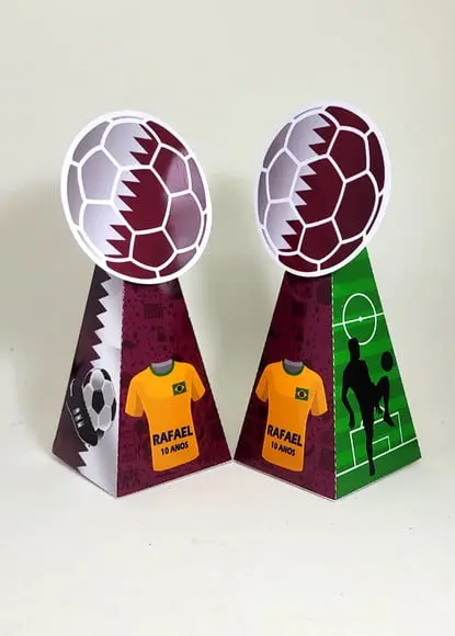 Kit 14 Caixas Pirâmide Copa 2022 com Aplique 3d