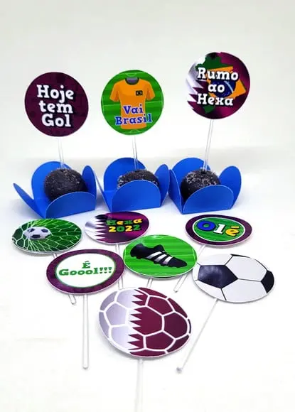 Kit 40 Toper para Docinhos Copa Futebol 22