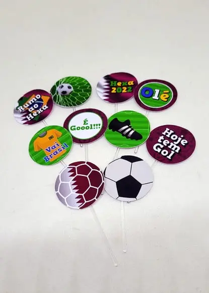 Kit 40 Toper para Docinhos Copa Futebol 22
