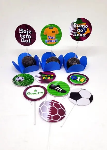 Kit 40 Toper para Docinhos Copa Futebol 22