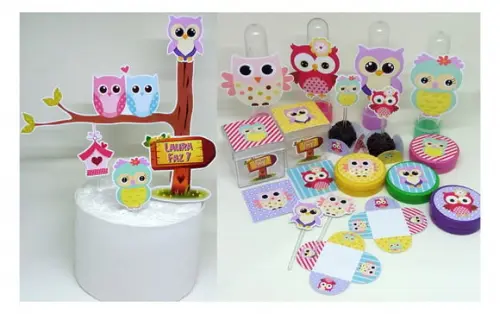 Kit Festa com 116 Itens Corujas