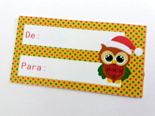 Kit com 24 Etiquetas de / para Natal Coruja Personalizada