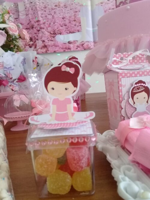 Aplique 3d para Caixa Acrílica 5x5 Bailarina Rosa
