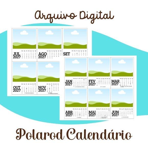 Arquivo Digital Polaroid Calendário 2027 - Editável no Canva
