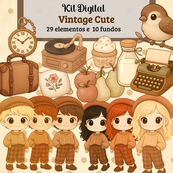Kit Digital Vintage Cute