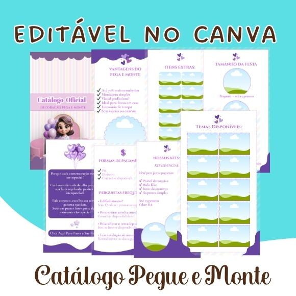 Catálogo Decoração Pegue e Monte Editável no Canva