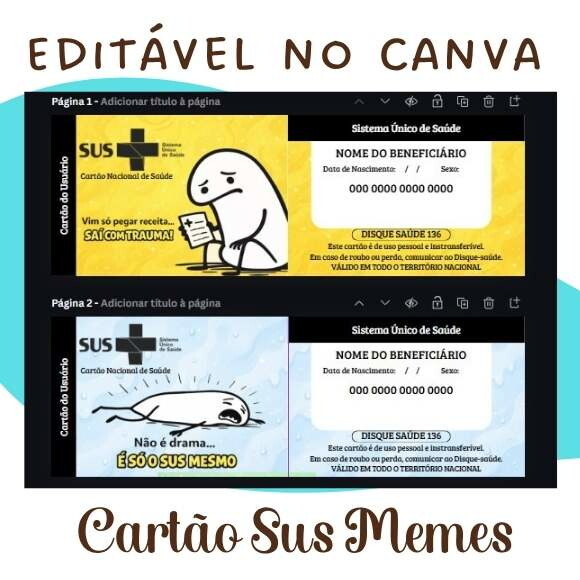 Kit 10 Cartões Engraçados Sus - Editável no Canva