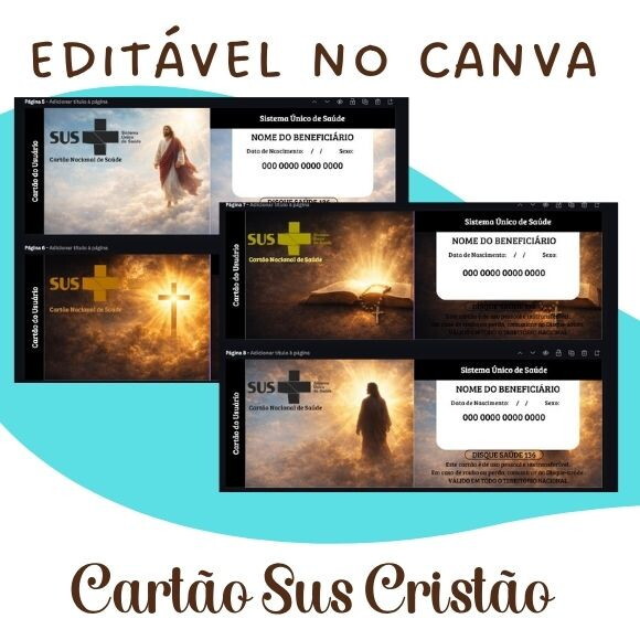 Kit 10 Cartões Cristãos Sus - Editável no Canva