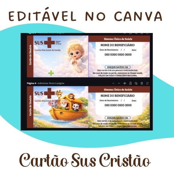 Kit 10 Cartões Cristãos Sus - Editável no Canva - Infantil
