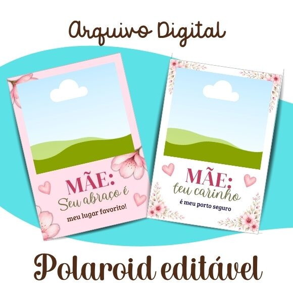 Molde Editável no Canva - Polaroid Dia das Mães