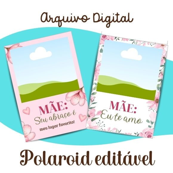 Molde Editável no Canva - Polaroid Dia das Mães