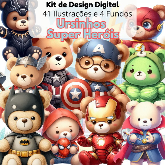 Kit Digital Ursinhos Super Heróis