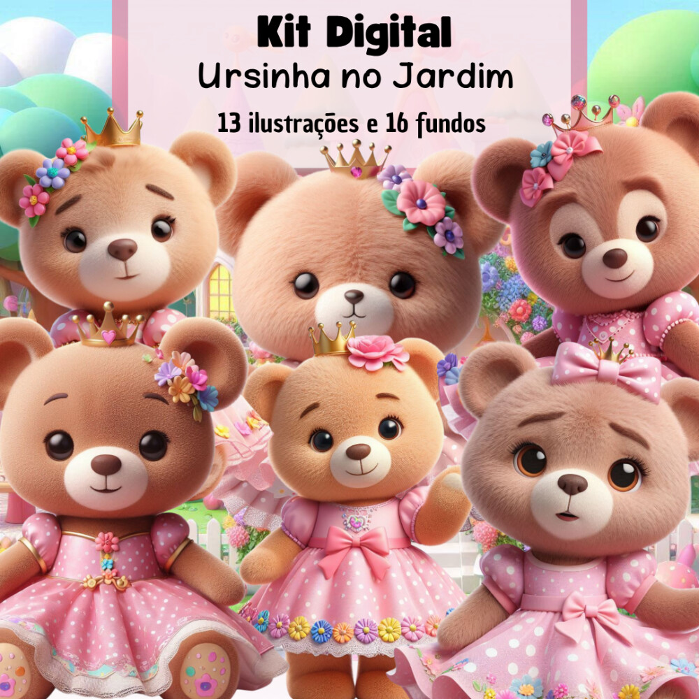 KIt Digital Ursinha no Jardim