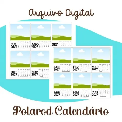 Arquivo Digital Polaroid Calendário 2027 - Editável no Canva