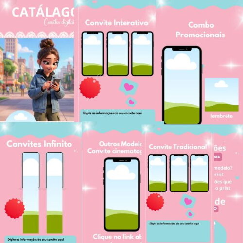 Catálogo de Convites Digitais -Editável no Canva
