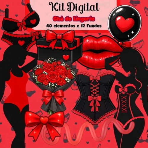 Kit Digital Chá de Lingerie Vermelho