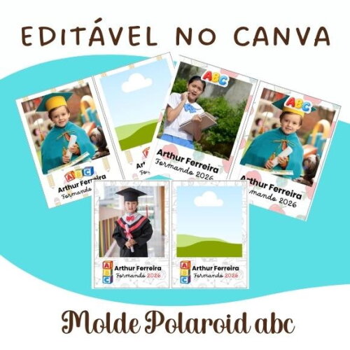 Molde Editável no Canva - Polaroid Formatura Abc